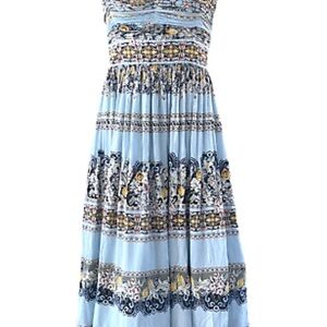 White House Black Market Blue Strapless Sundress for Casual Resort Wear